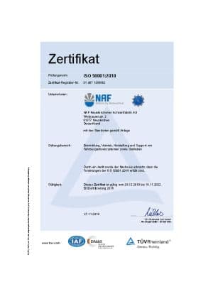 Zertifikat ISO 5001 NAF Neunkirchener Achsenfabrik